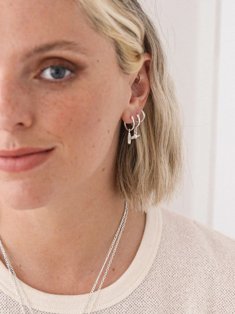 Daisy London Estée Lalonde Sunburst Huggie Earrings Sterling Silver, view 4