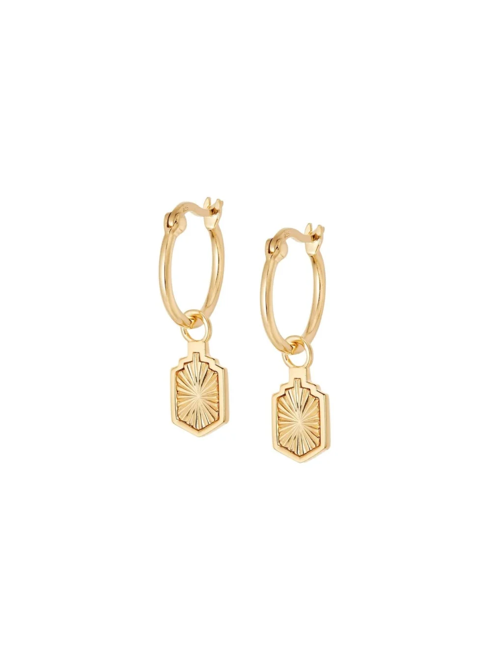 Daisy London Estée Lalonde Sunburst Shield Charm Earrings 18ct Gold Plate