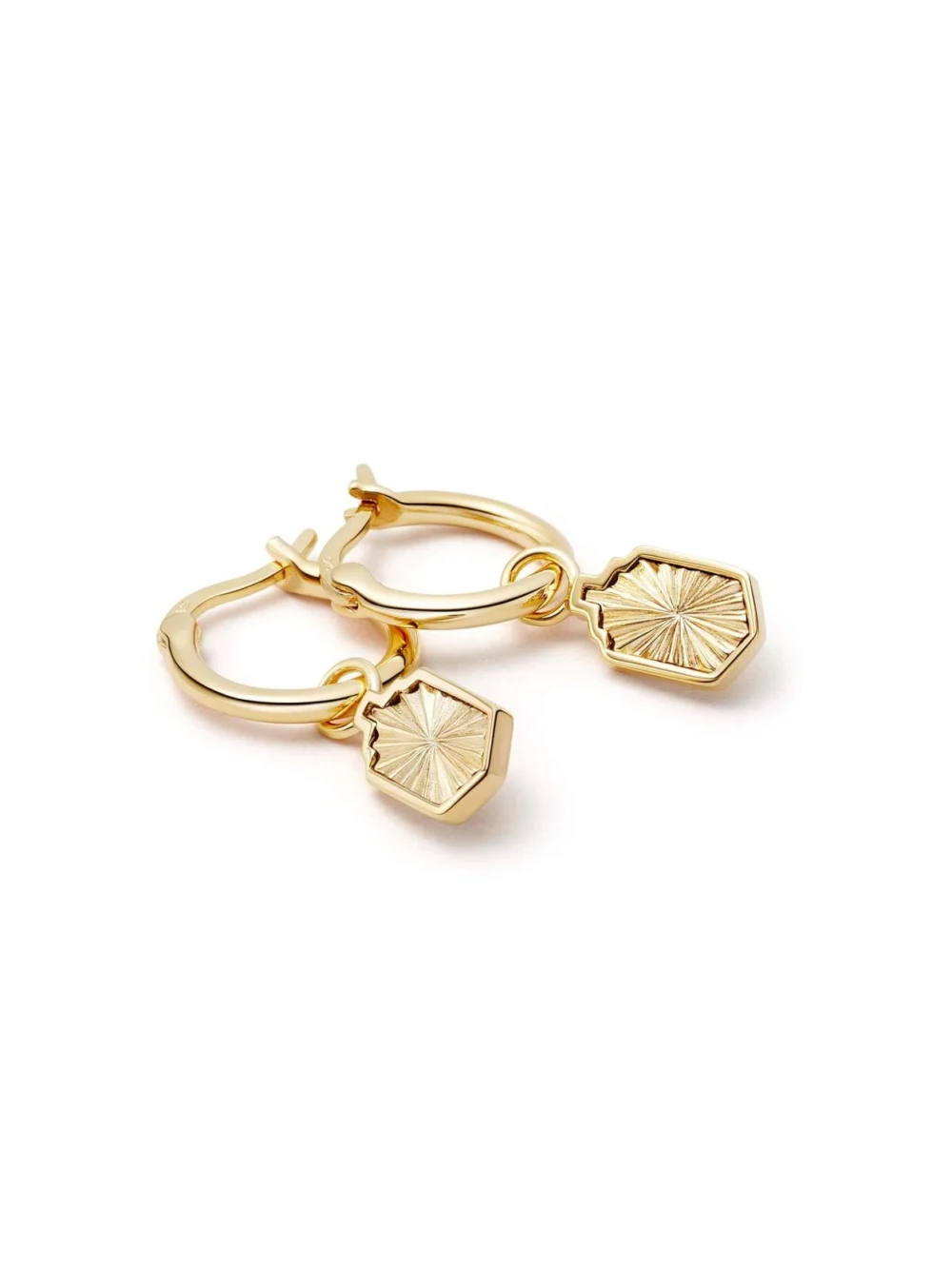 Daisy London Estée Lalonde Sunburst Shield Charm Earrings 18ct Gold Plate, view 5