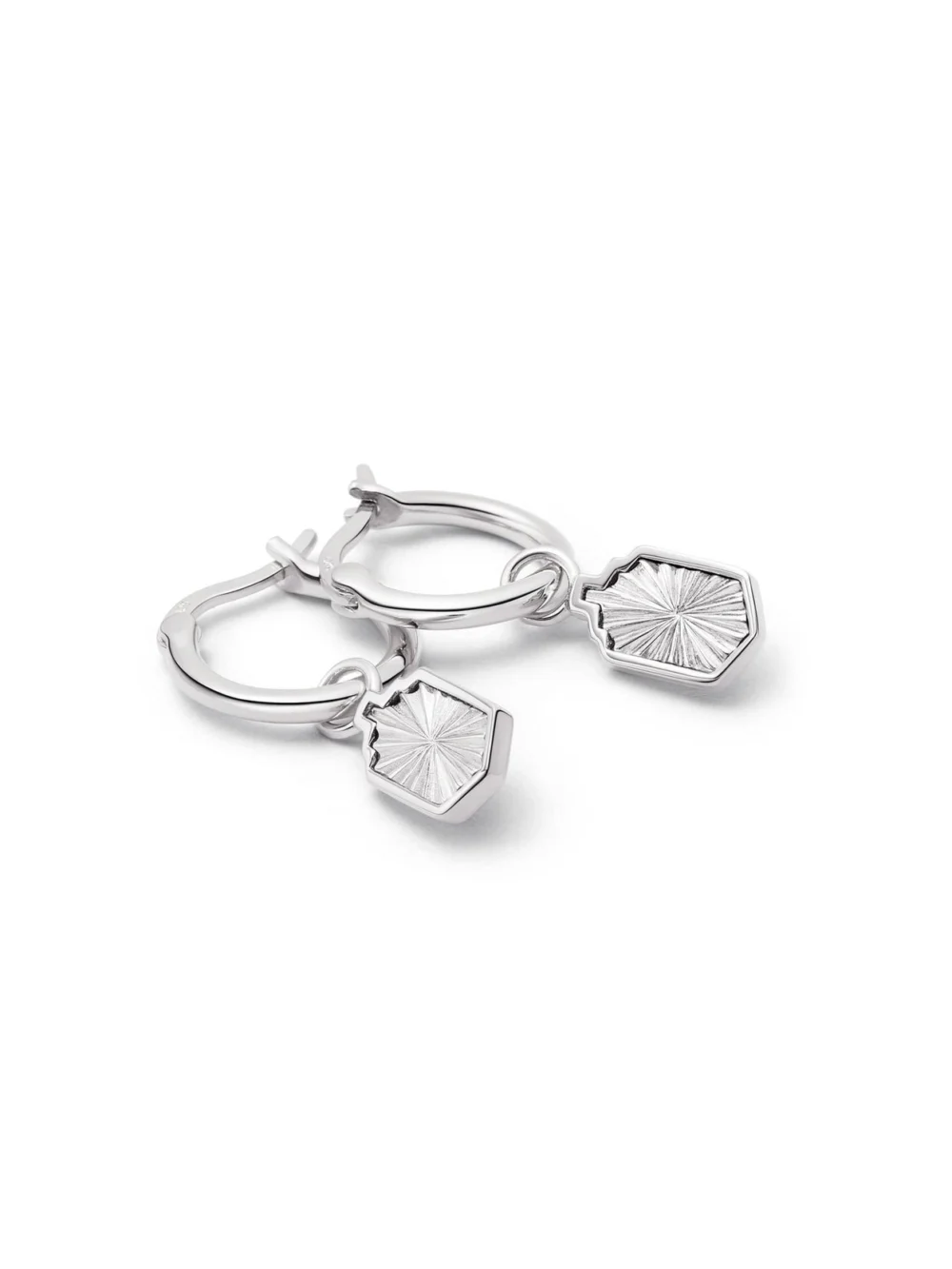 Daisy London Estée Lalonde Sunburst Shield Charm Earrings Sterling Silver