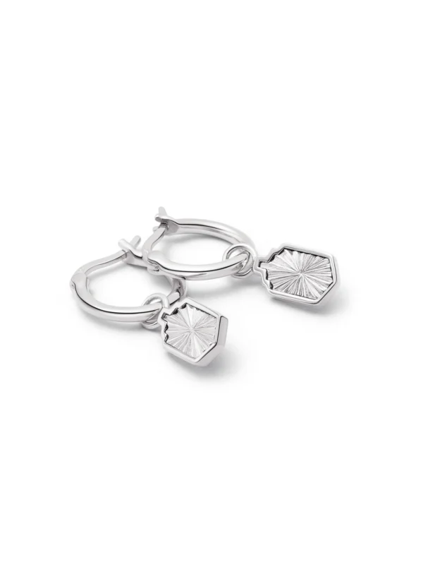 Daisy London Estée Lalonde Sunburst Shield Charm Earrings Sterling Silver