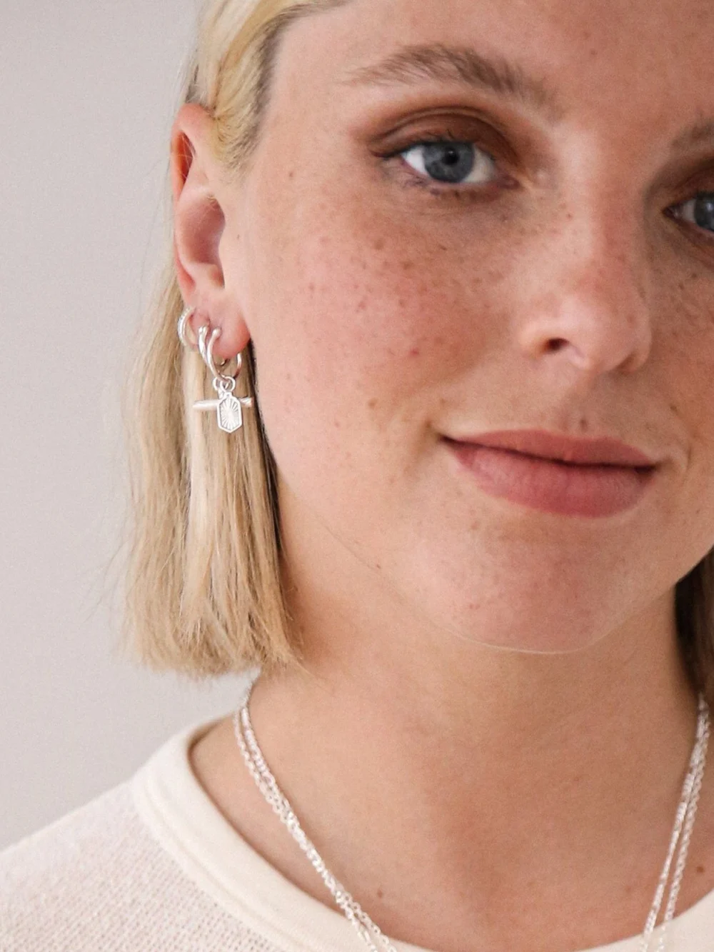 Daisy London Estée Lalonde Sunburst Shield Charm Earrings Sterling Silver, view 4