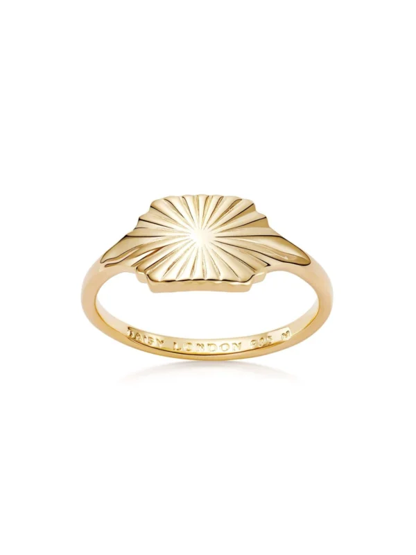 Daisy London Estée Lalonde Sunburst Shield Ring 18ct Gold Plate