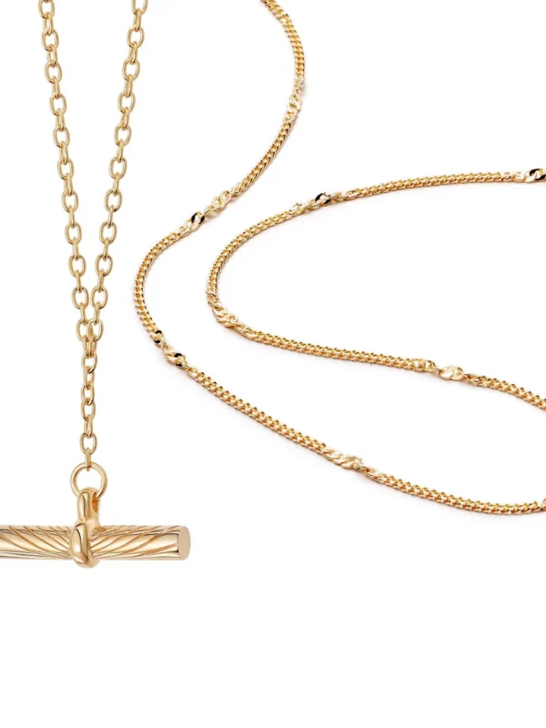 Daisy London Estée Lalonde T Bar & Forever Chain Necklace Set 18ct Gold Plate
