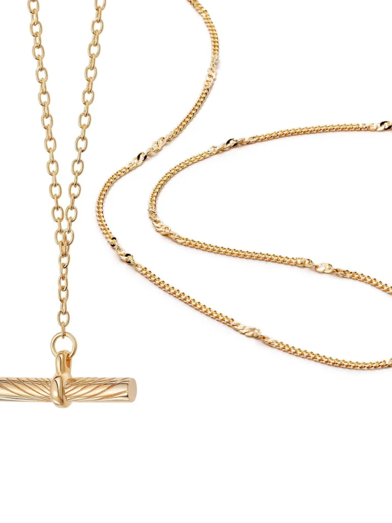 Daisy London Estée Lalonde T Bar & Forever Chain Necklace Set 18ct Gold Plate