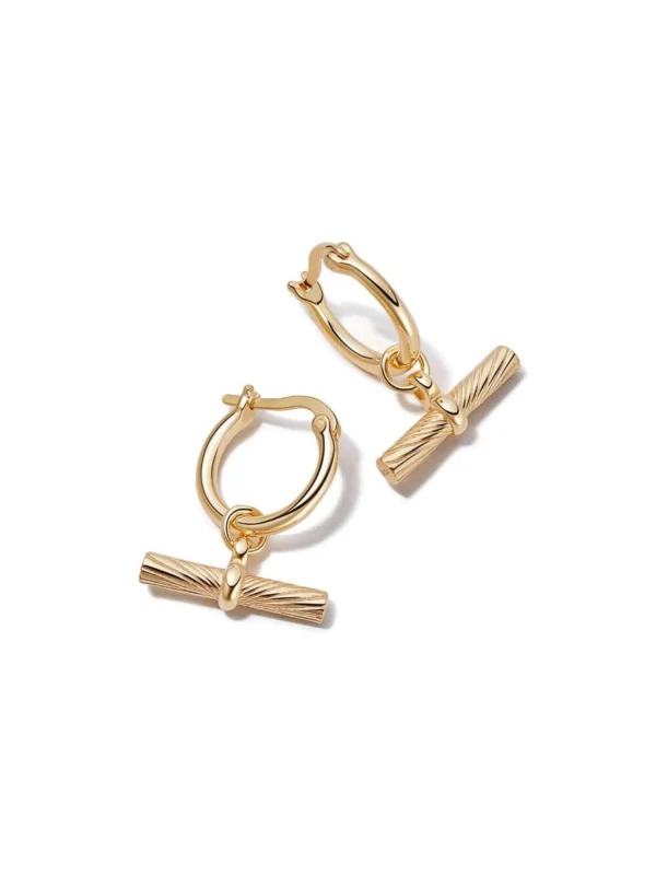 Daisy London Estée Lalonde T Bar Charm Earrings 18ct Gold Plate