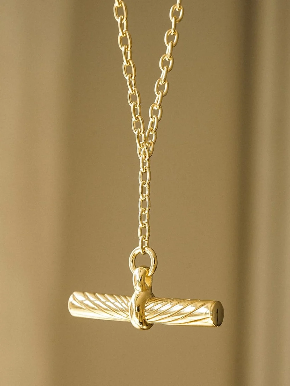 Daisy London Estée Lalonde T Bar Necklace 18ct Gold Plate, view 3