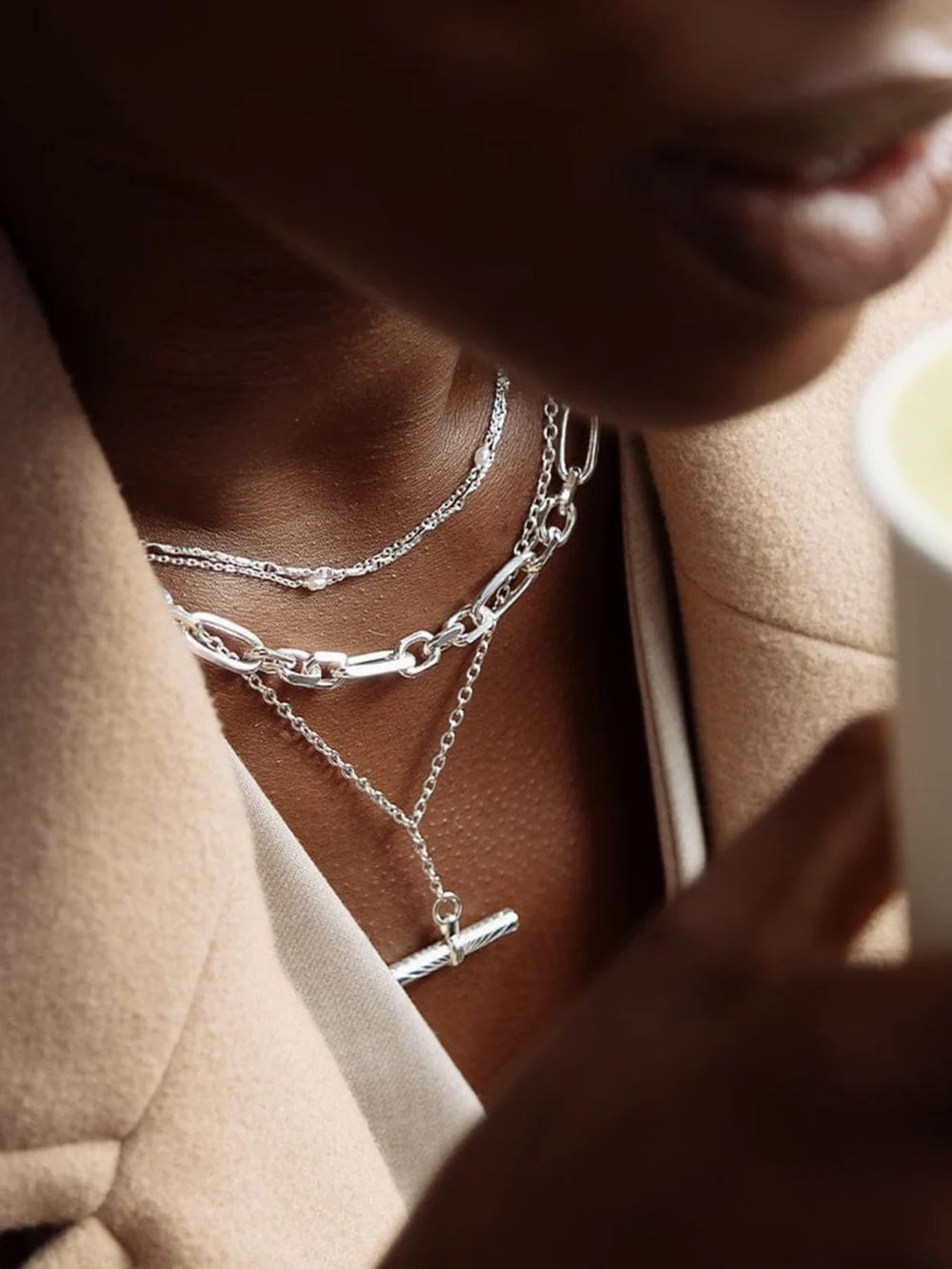 Daisy London Estée Lalonde T Bar Necklace Sterling Silver, view 2