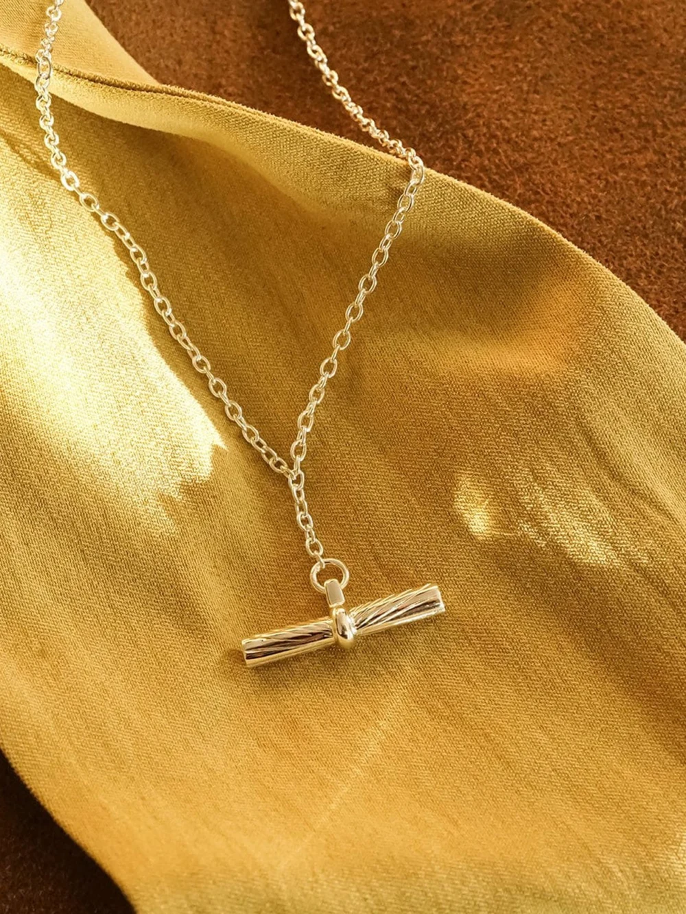 Daisy London Estée Lalonde T Bar Necklace Sterling Silver, view 3