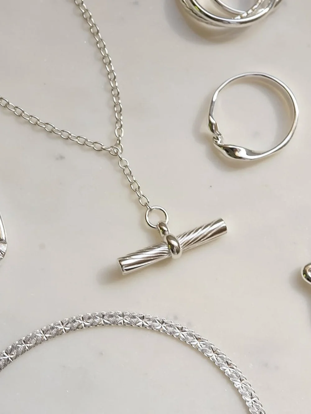 Daisy London Estée Lalonde T Bar Necklace Sterling Silver, view 5