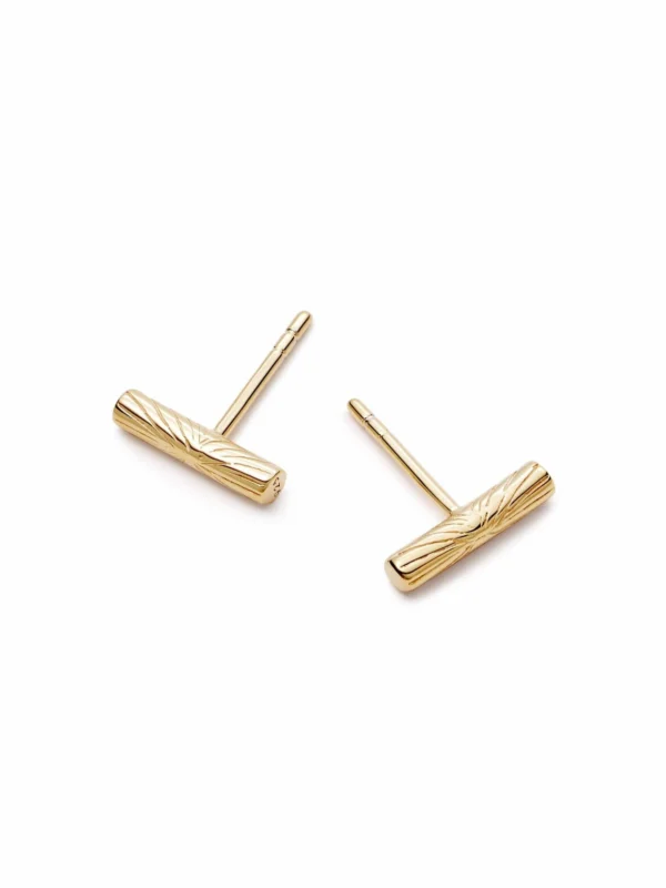 Daisy London Estée Lalonde T Bar Stud Earrings 18ct Gold Plate