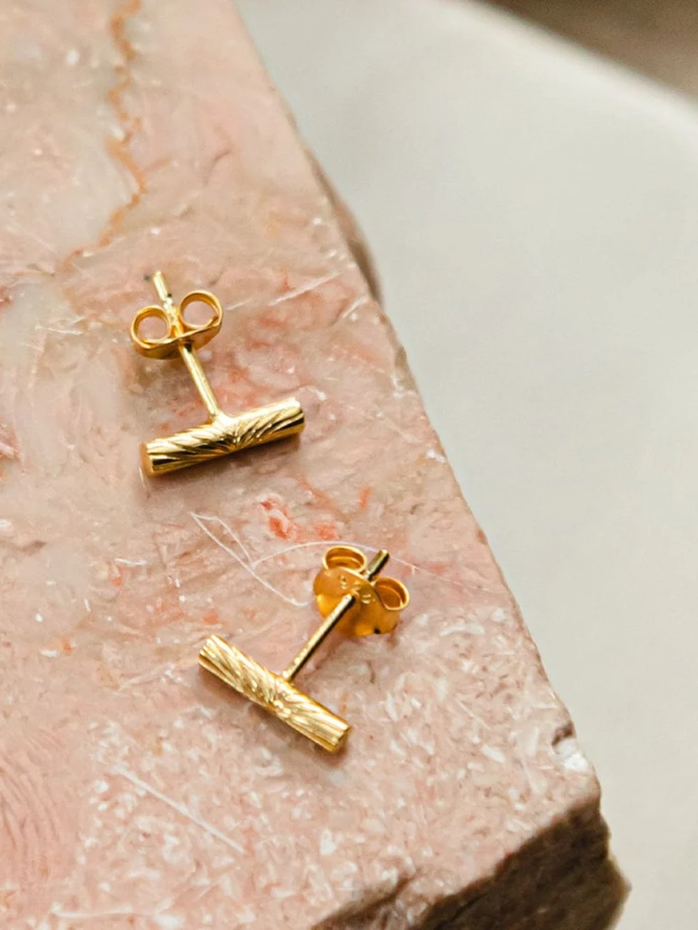 Daisy London Estée Lalonde T Bar Stud Earrings 18ct Gold Plate, view 3