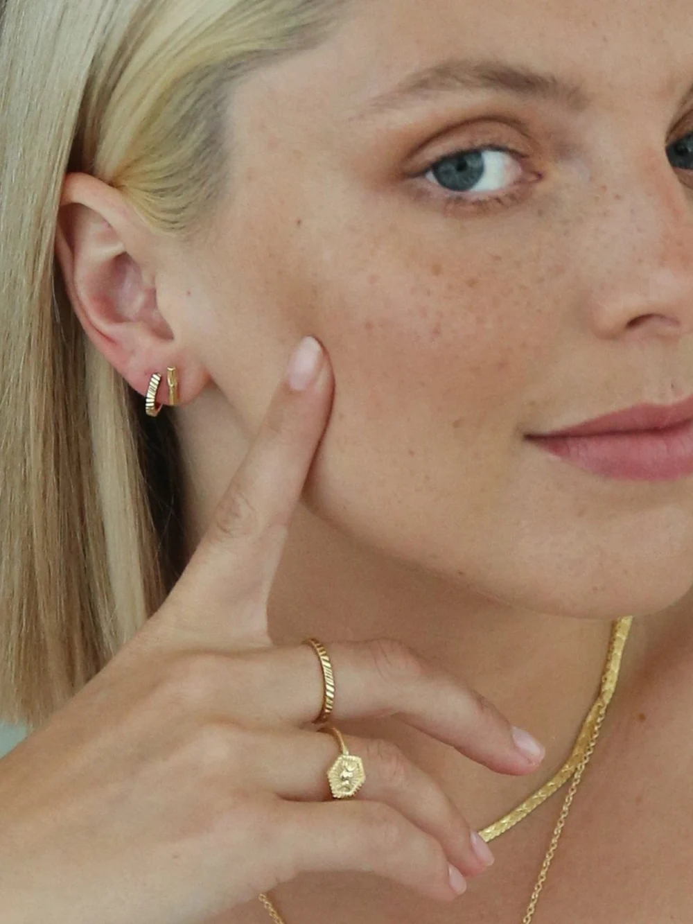Daisy London Estée Lalonde T Bar Stud Earrings 18ct Gold Plate, view 4