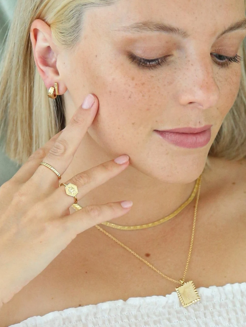 Daisy London Estée Lalonde T Bar Stud Earrings 18ct Gold Plate, view 6