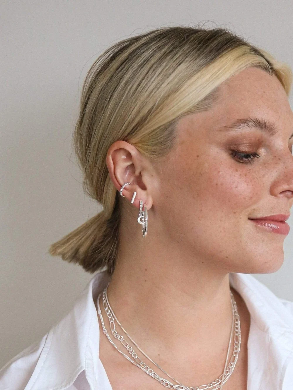 Daisy London Estée Lalonde T Bar Stud Earrings Sterling Silver, view 4