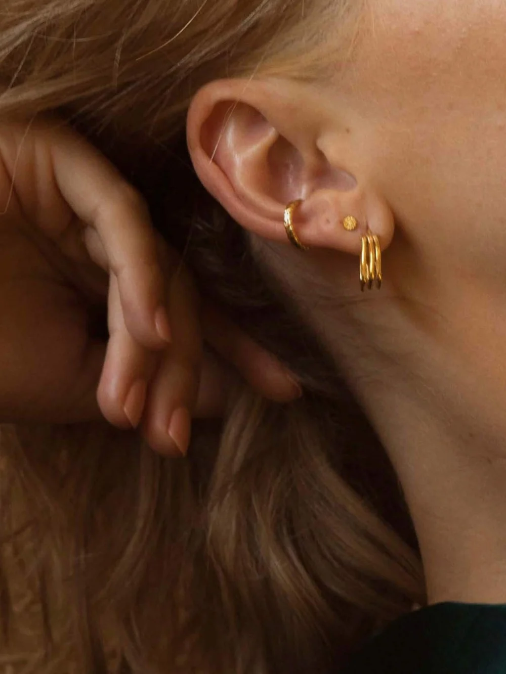 Daisy London Estée Lalonde Thea Ear Cuff 18ct Gold Plate, view 2