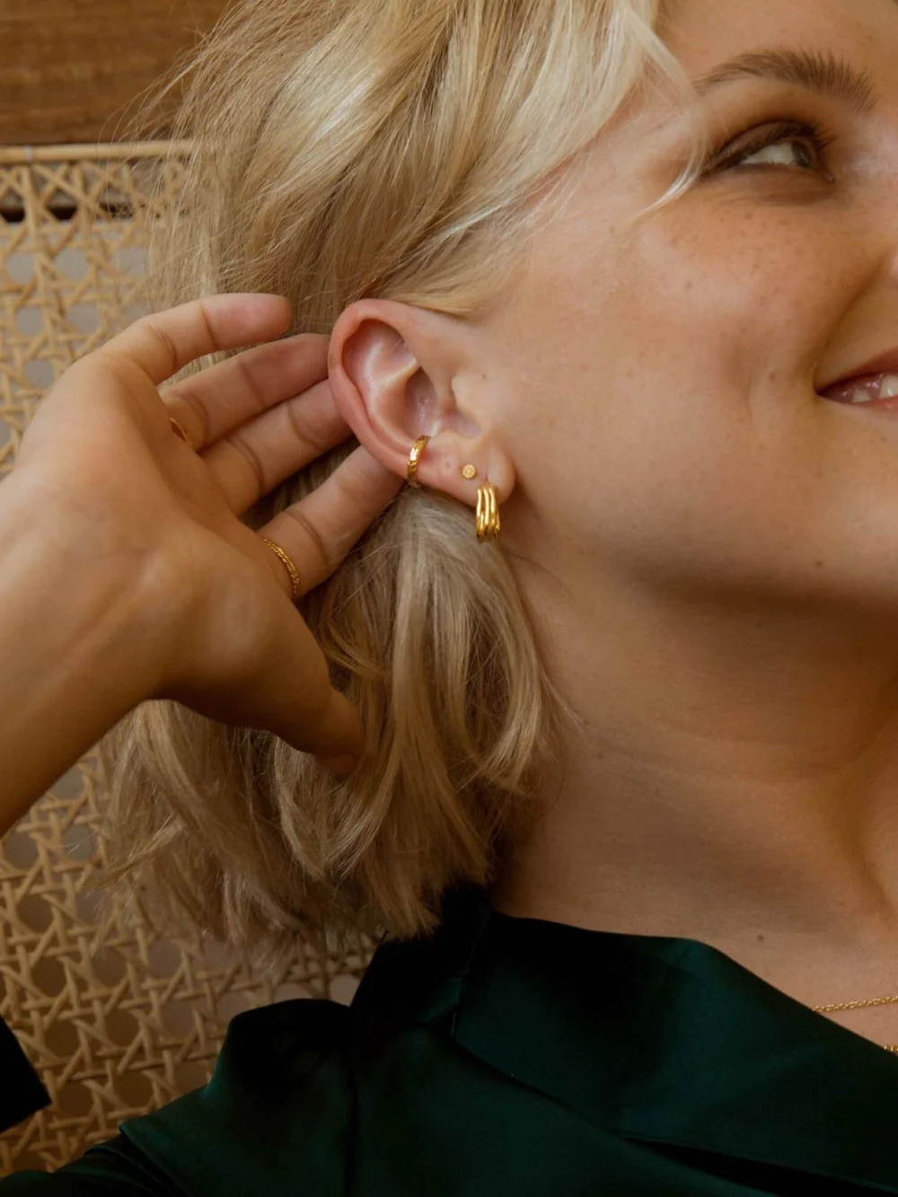 Daisy London Estée Lalonde Thea Ear Cuff 18ct Gold Plate, view 4