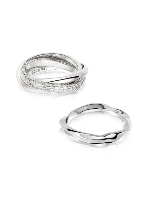 Daisy London Estée Lalonde Trinity Ring Stack Sterling Silver
