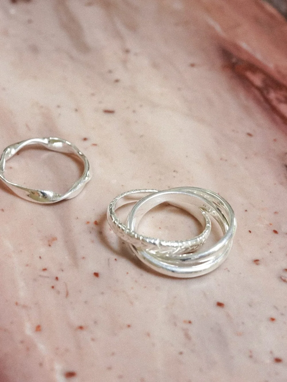 Daisy London Estée Lalonde Trinity Ring Stack Sterling Silver, view 3