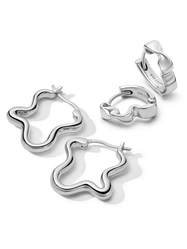 Daisy London Estée Lalonde Wavy Hoop Earring Stack Sterling Silver