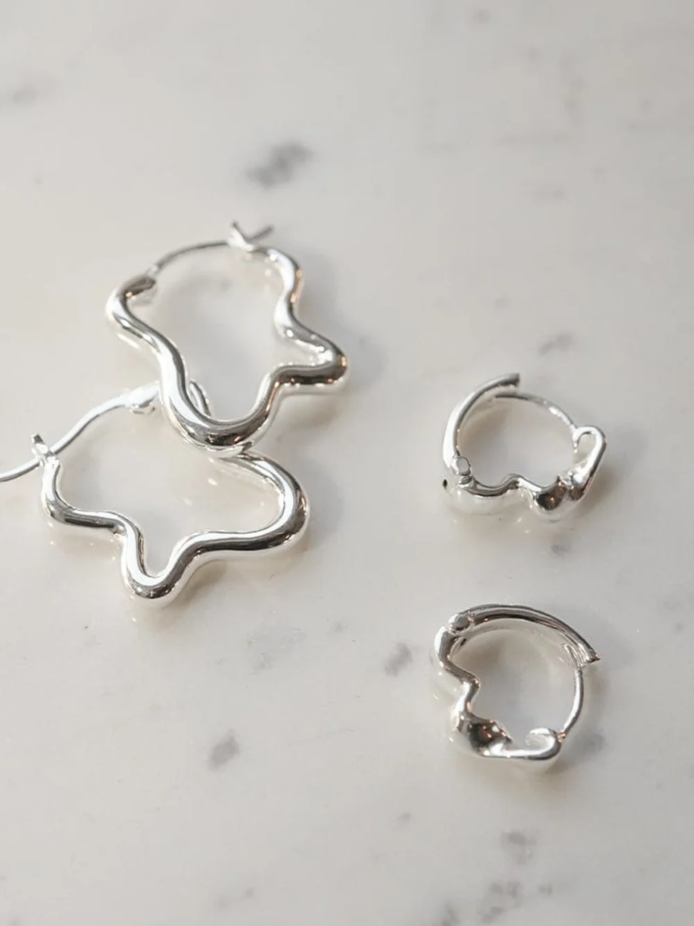 Daisy London Estée Lalonde Wavy Hoop Earring Stack Sterling Silver, view 2