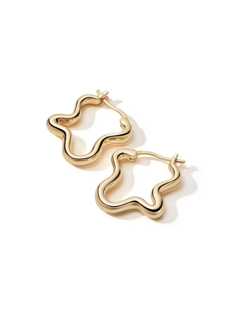 Daisy London Estée Lalonde Wavy Hoop Earrings 18ct Gold Plate