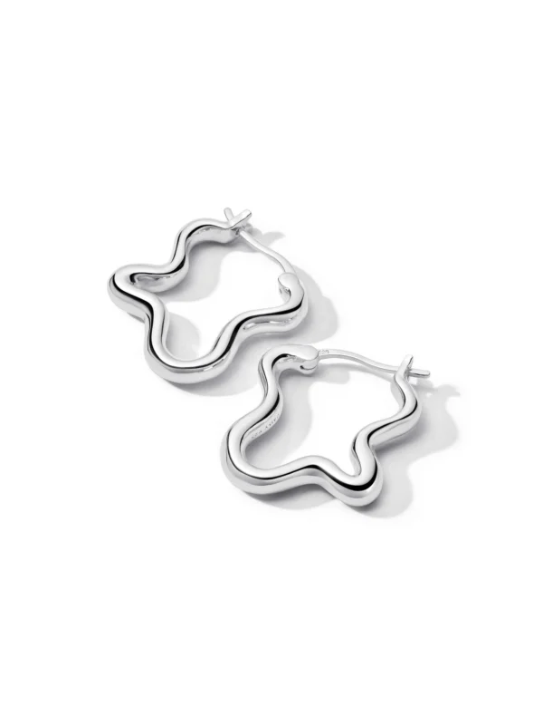 Daisy London Estée Lalonde Wavy Hoop Earrings Sterling Silver