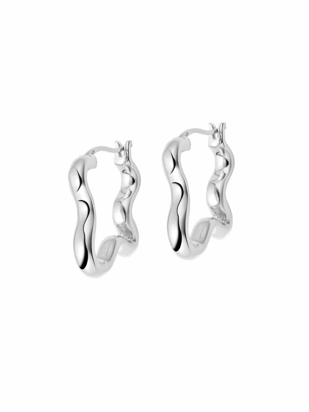 Daisy London Estée Lalonde Wavy Hoop Earrings Sterling Silver, view 5
