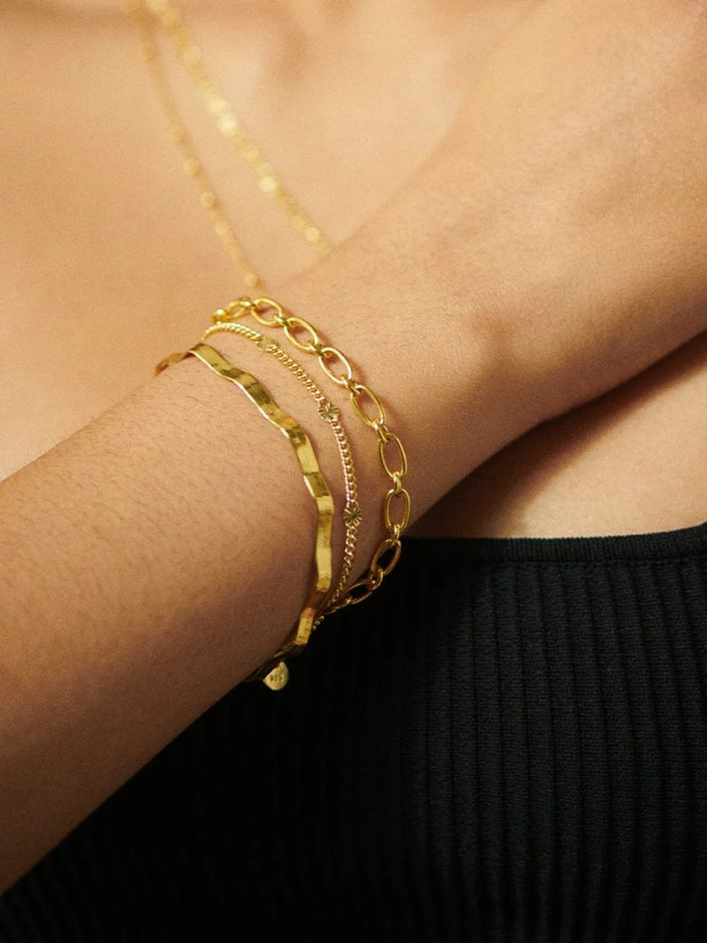 Daisy London Estée Lalonde Wavy Snake Bracelet 18ct Gold Plate, view 2