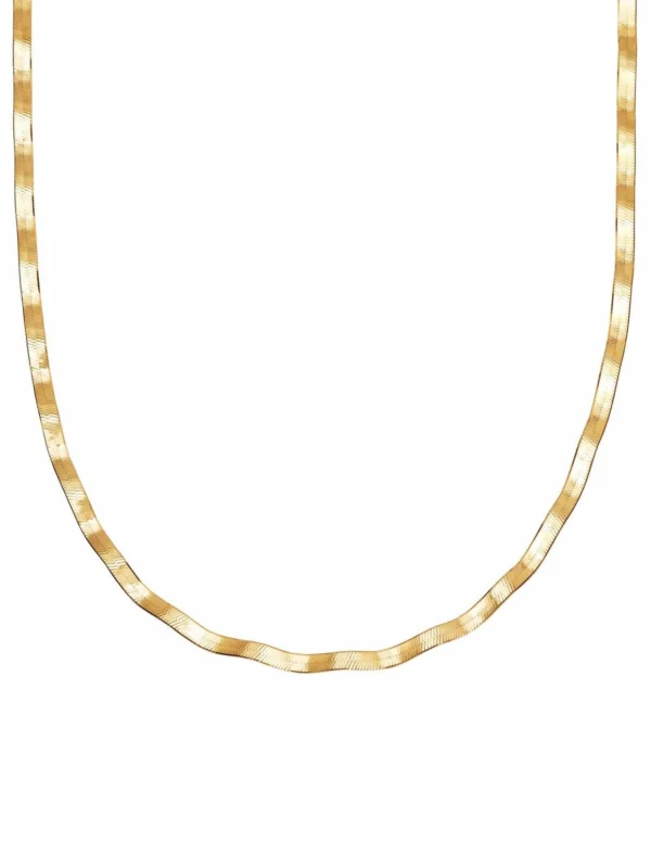 Daisy London Estée Lalonde Wavy Snake Chain Necklace 18ct Gold Plate