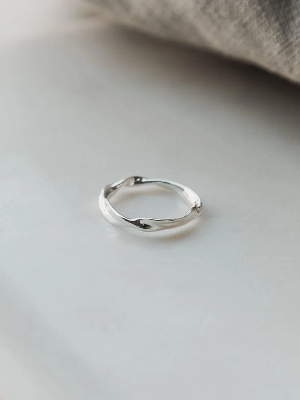 Daisy London Estée Lalonde Wavy Stacking Ring Sterling Silver, view 3