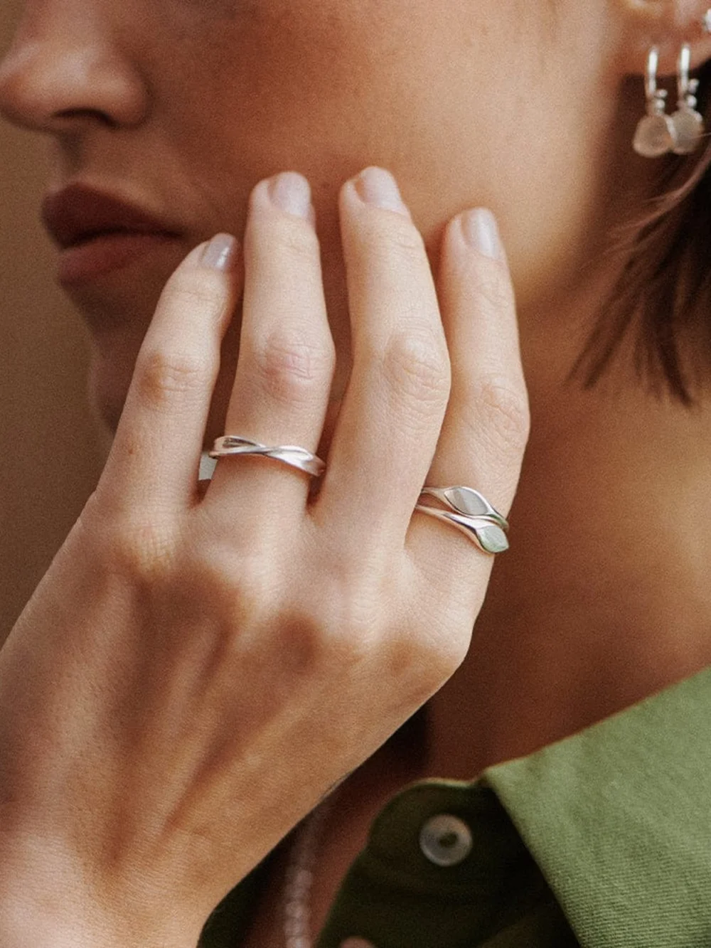 Daisy London Estée Lalonde Wavy Stacking Ring Sterling Silver, view 5