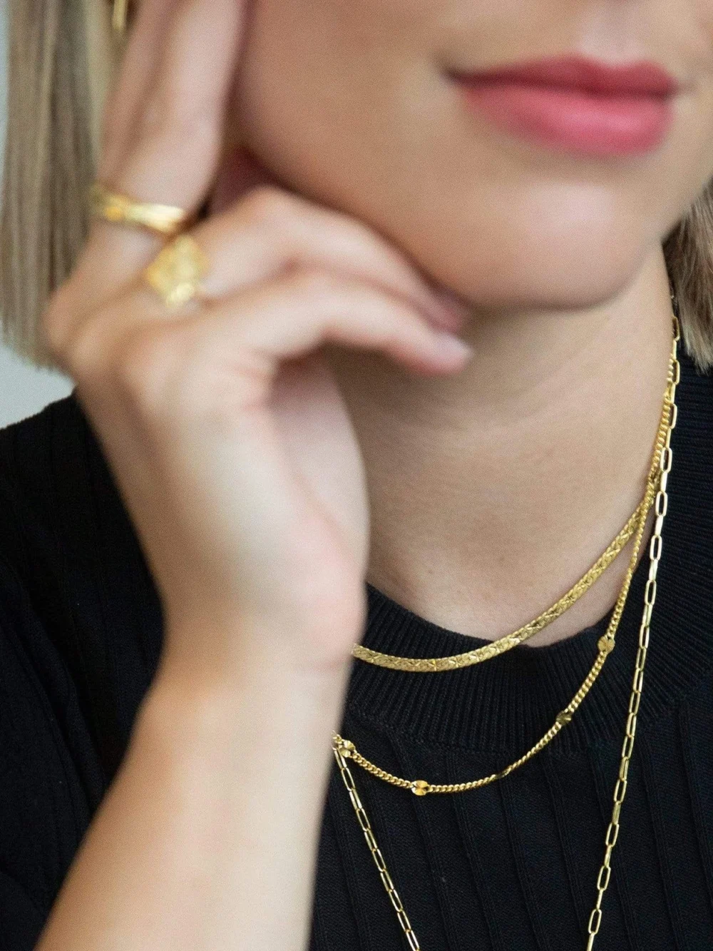 Daisy London Estée Lalonde 'You Give Me Light' Layering Necklace Set 18ct Gold Plate, view 2