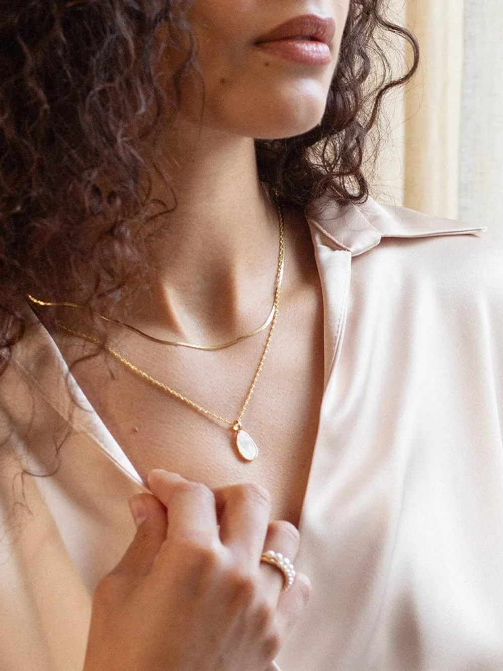 Daisy London Fine Mother of Pearl Layering Set 18ct Gold Plate, view 2
