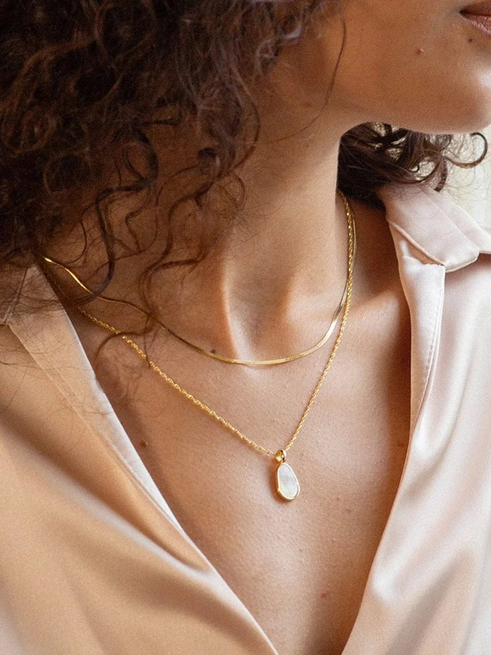 Daisy London Fine Mother of Pearl Layering Set 18ct Gold Plate, view 3