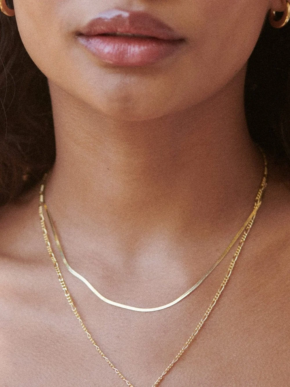 Daisy London Fine Snake Chain Necklace 18ct Gold Plate, view 4