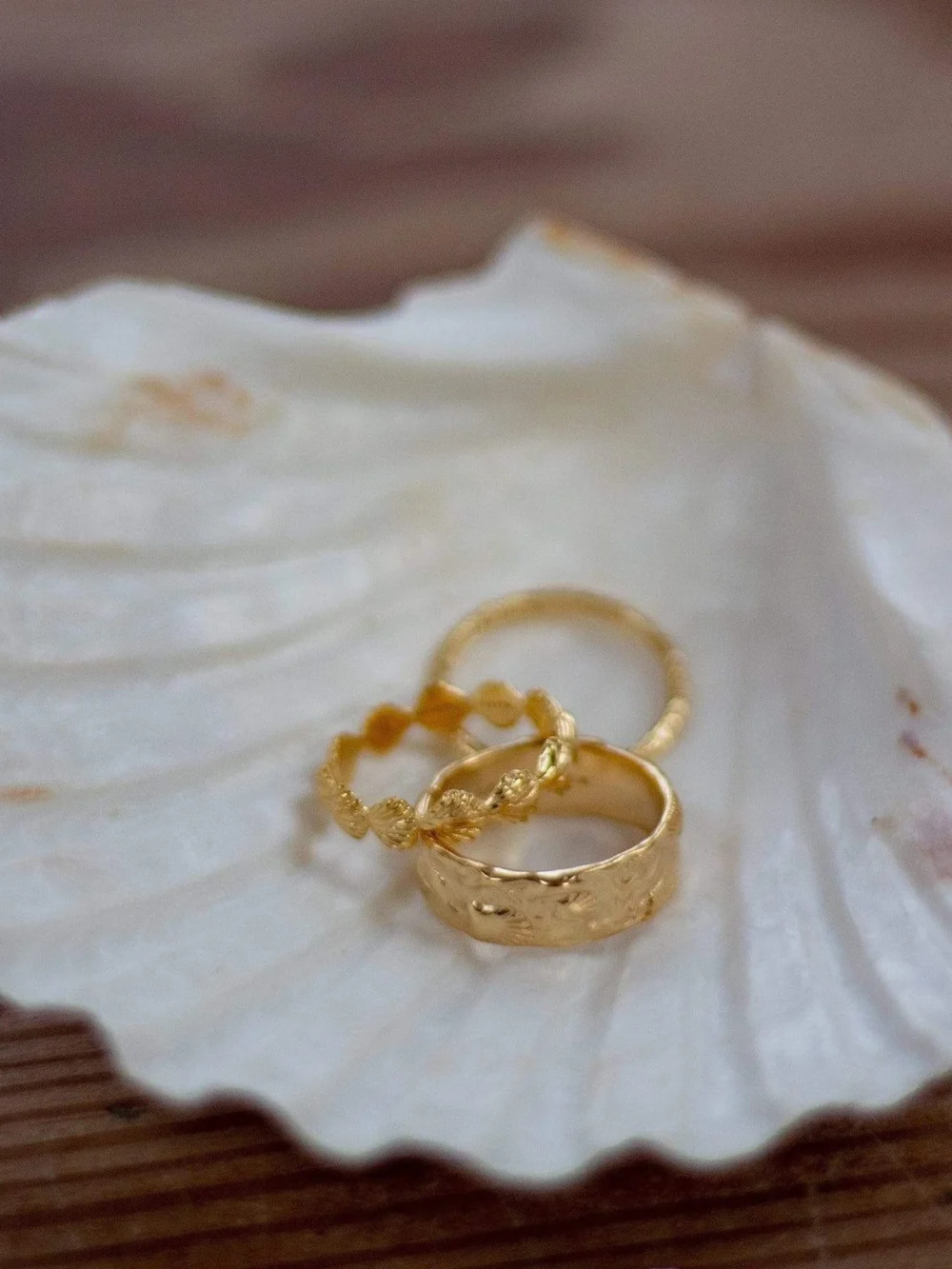 Daisy London Fossil Band Ring 18ct Gold Plate, view 3