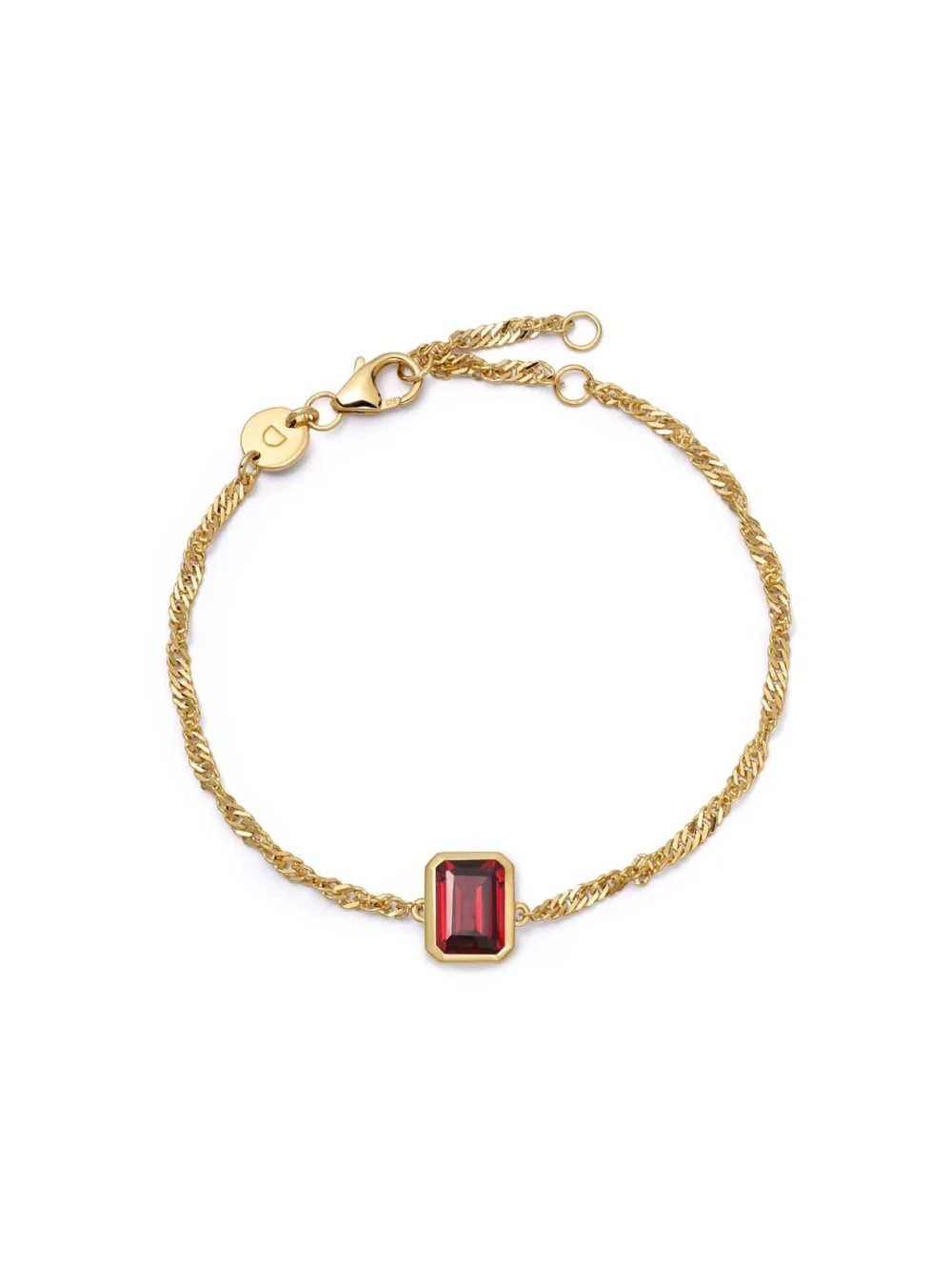 Daisy London Garnet January Birthstone Charm Bracelet 18ct Gold Plate