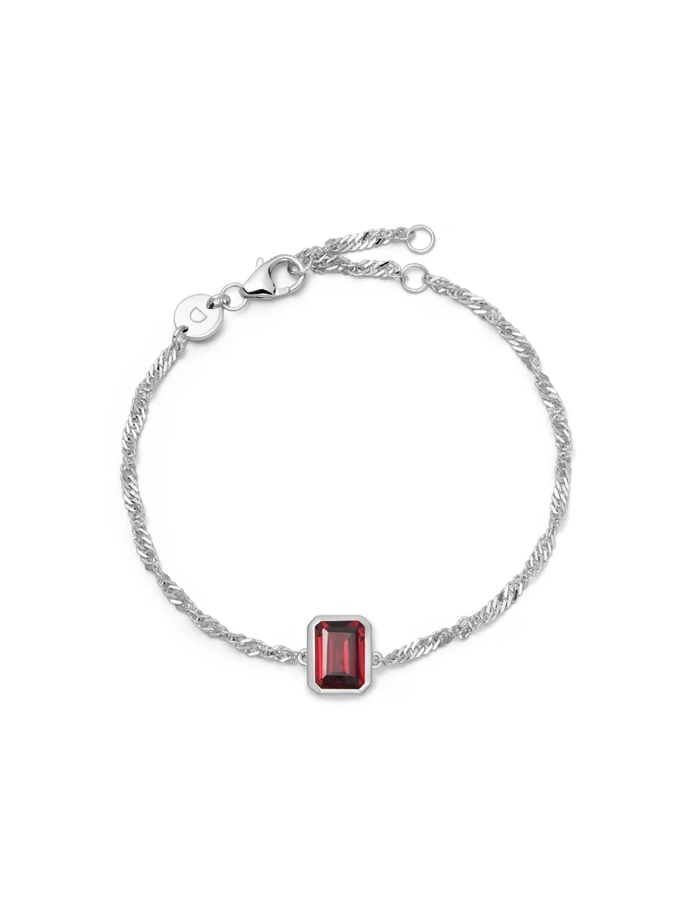 Daisy London Garnet January Birthstone Charm Bracelet Sterling Silver