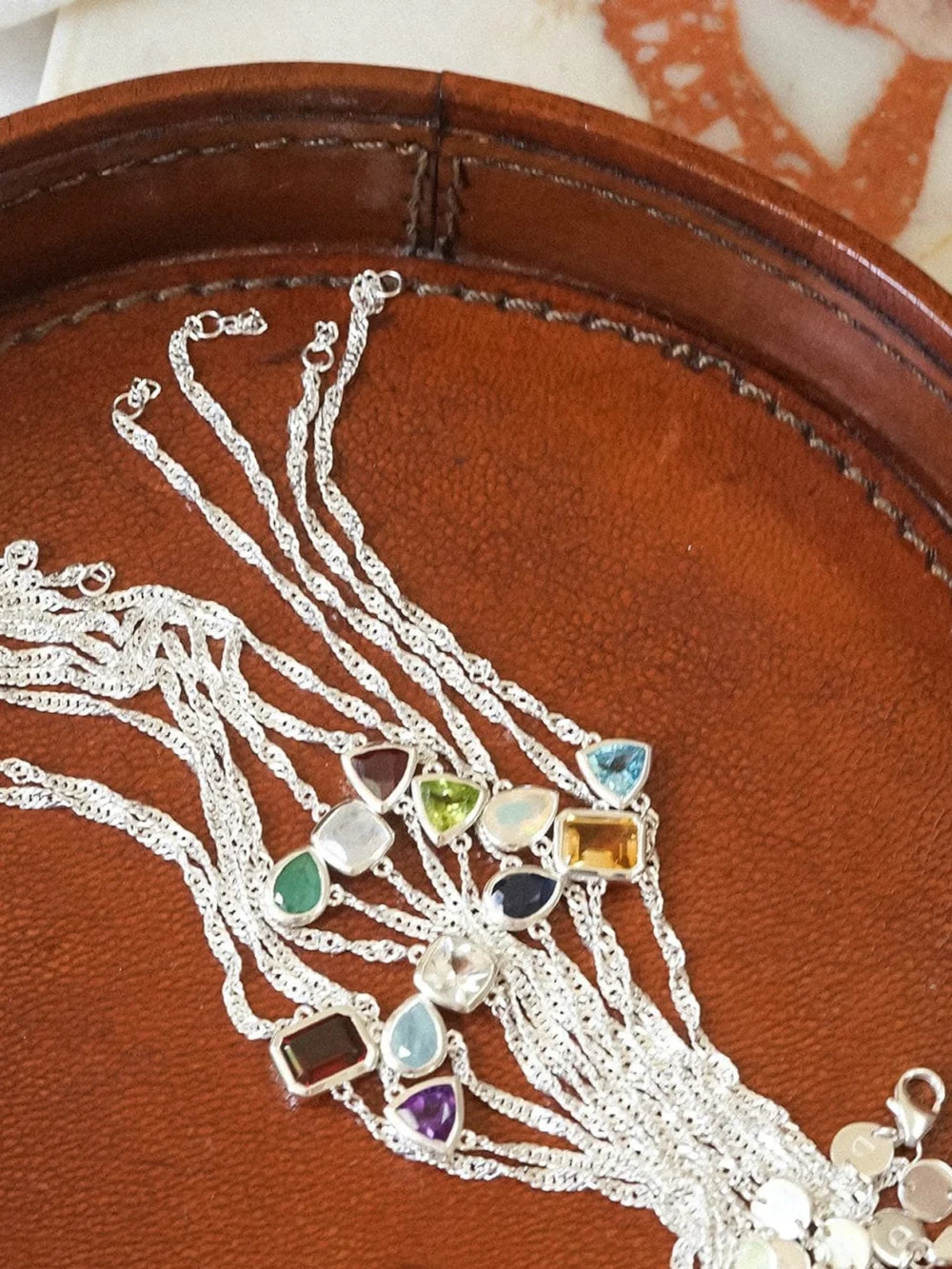 Daisy London Garnet January Birthstone Charm Bracelet Sterling Silver, view 3