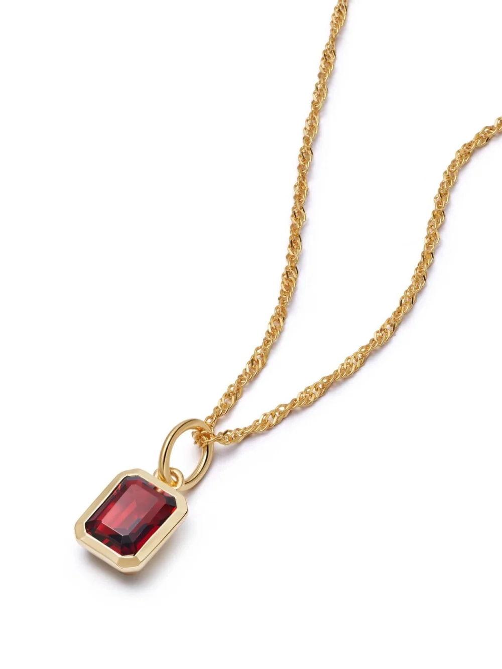 Daisy London Garnet January Birthstone Charm Necklace 18ct Gold Plate