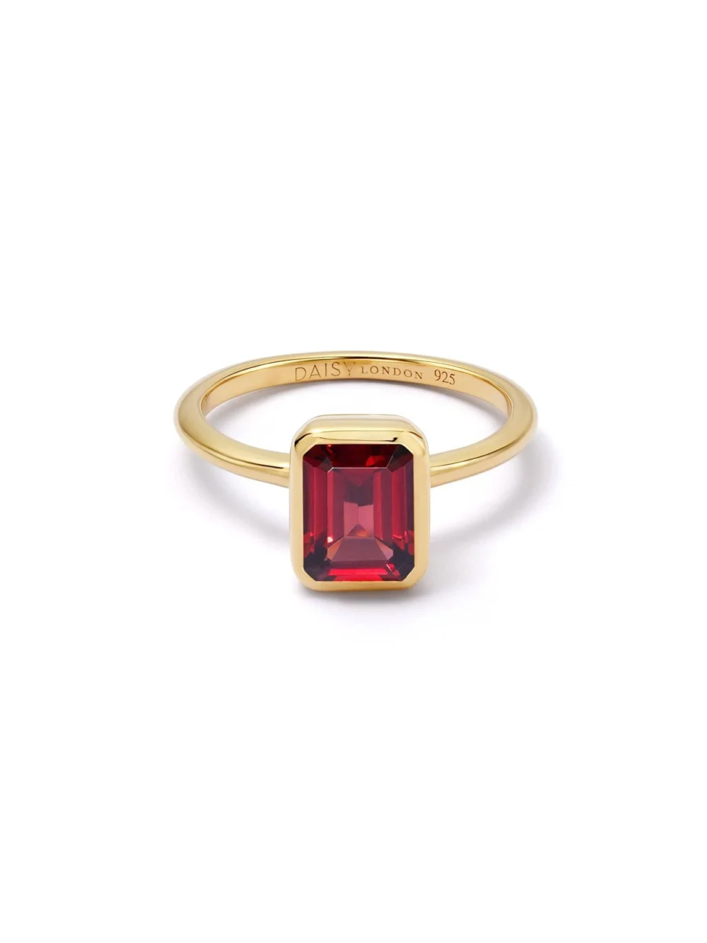 Daisy London Garnet January Birthstone Ring 18ct Gold Plate