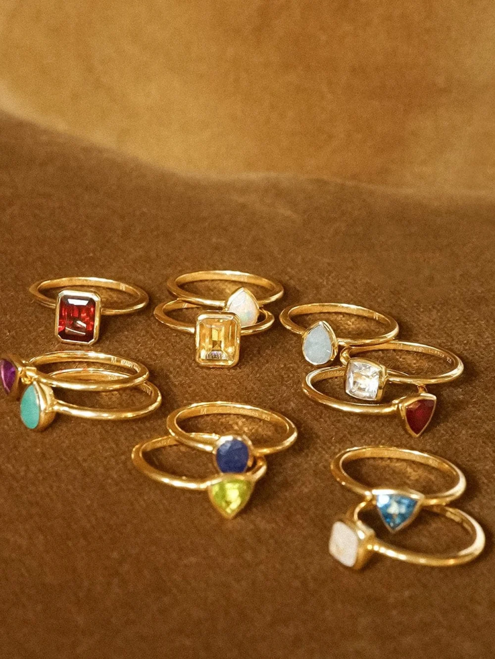 Daisy London Garnet January Birthstone Ring 18ct Gold Plate, view 3