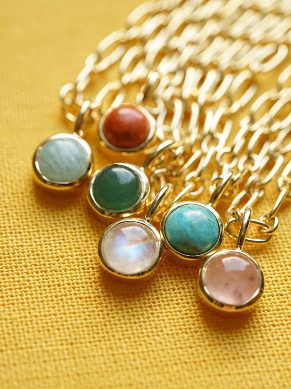 Daisy London Green Aventurine Chunky Healing Stone Necklace 18ct Gold Plate, view 3