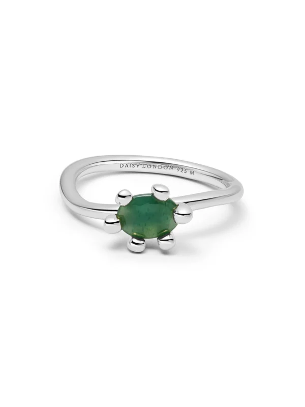 Daisy London Green Aventurine Claw Ring Sterling Silver