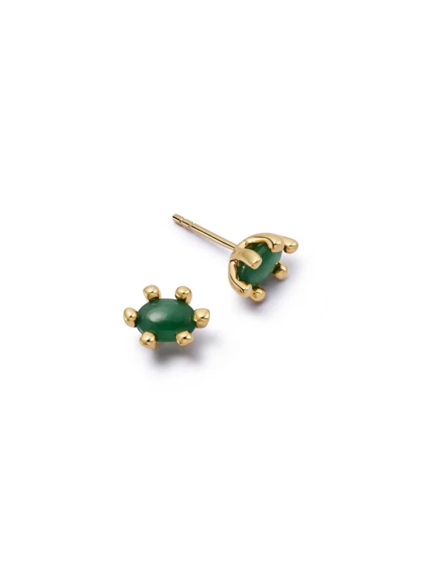 Daisy London Green Aventurine Claw Stud Earrings 18ct Gold Plate