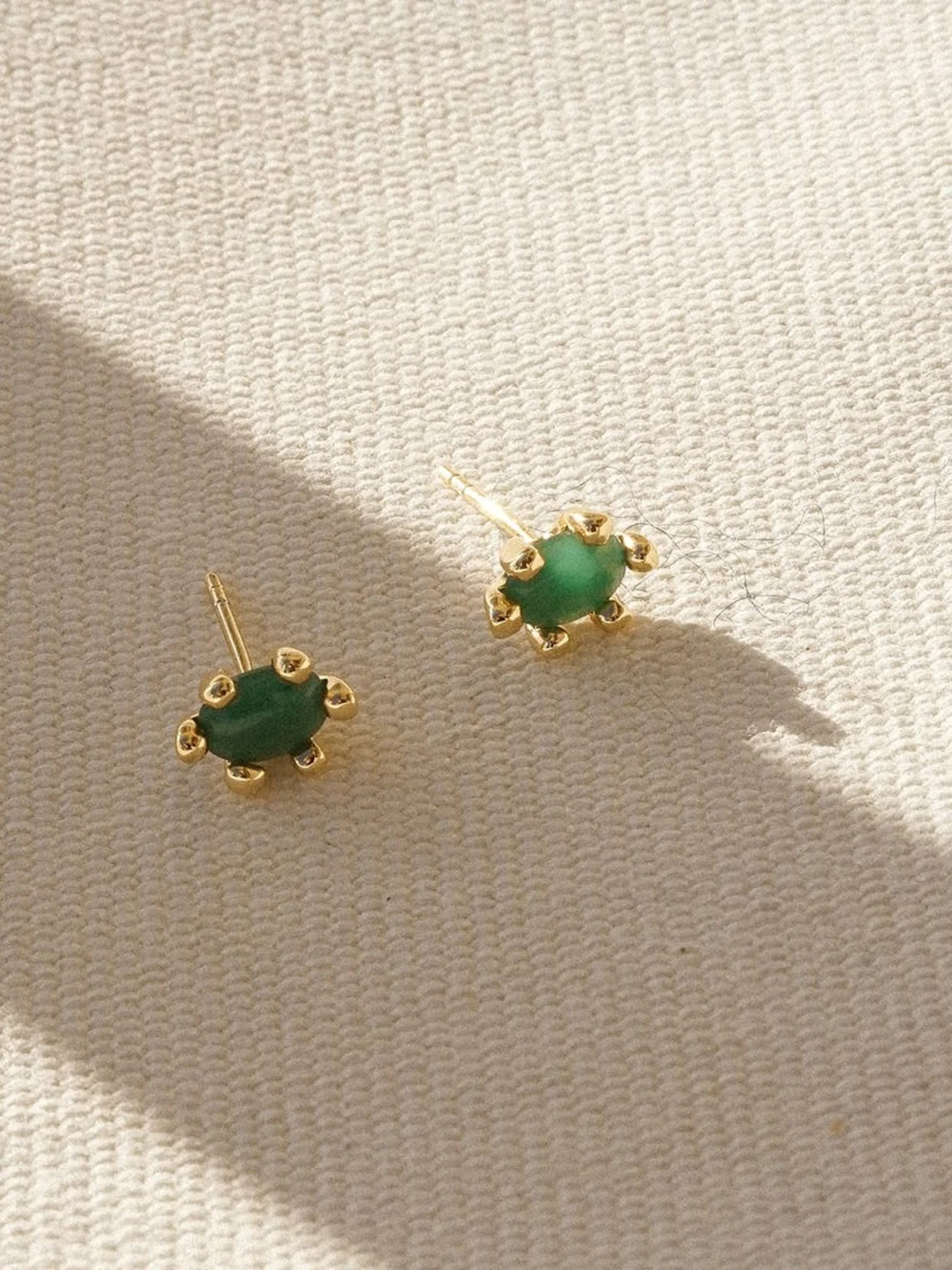 Daisy London Green Aventurine Claw Stud Earrings 18ct Gold Plate, view 3