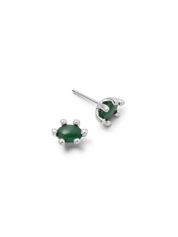 Daisy London Green Aventurine Claw Stud Earrings Sterling Silver
