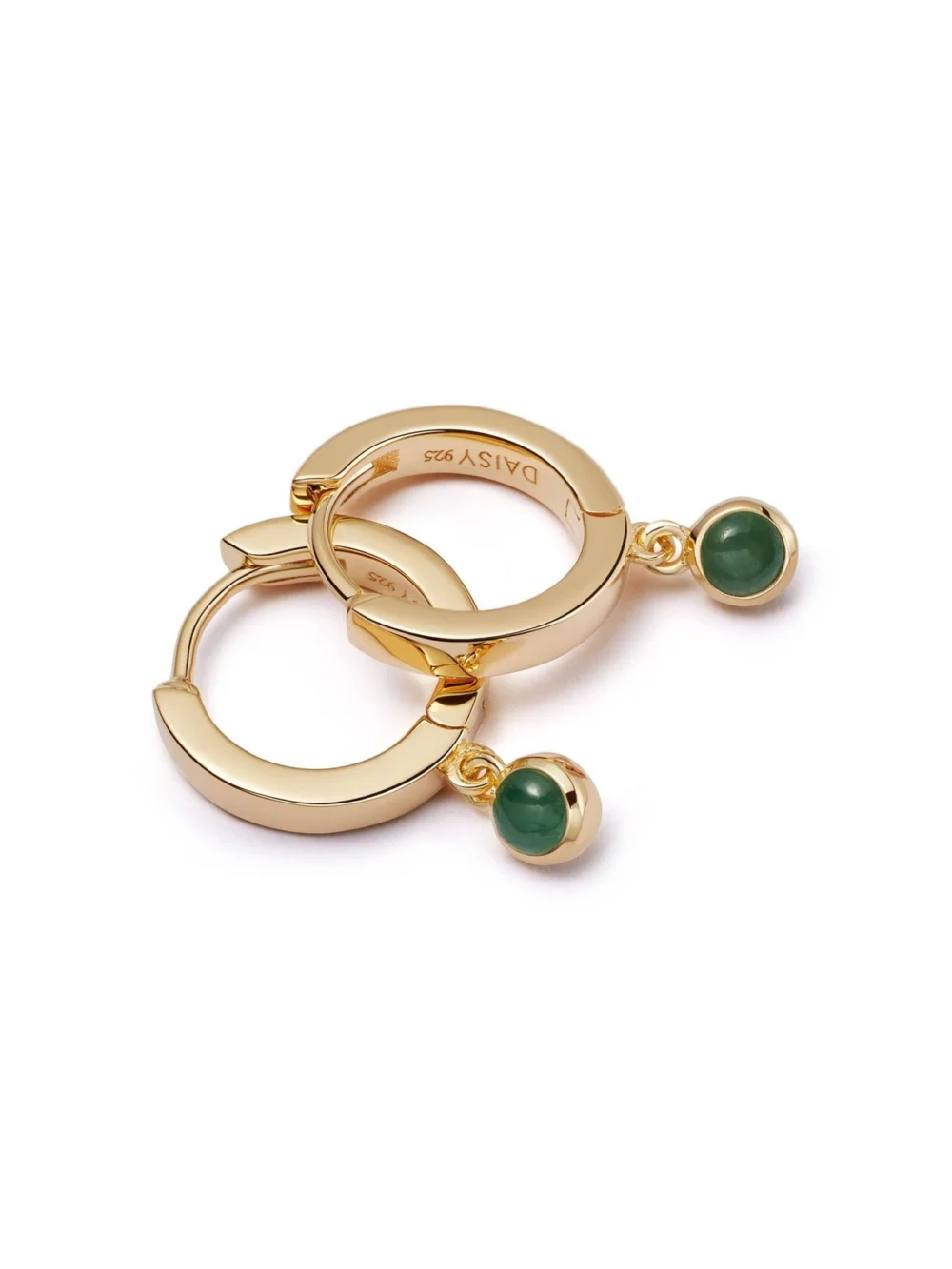 Daisy London Green Aventurine Healing Huggie Hoop Earrings 18ct Gold Plate