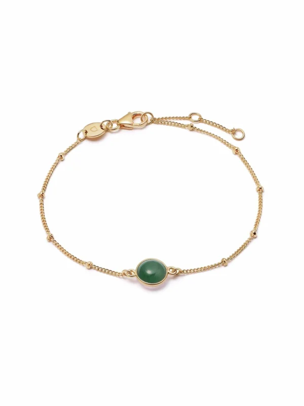 Daisy London Green Aventurine Healing Stone Bobble Bracelet 18ct Gold Plate